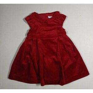 NWT Xmas Tommy Bahama Cranberry Red Velvet Peter pan Collar Lined Baby Dress 18m